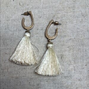 Elegant Cream Tassel Earrings